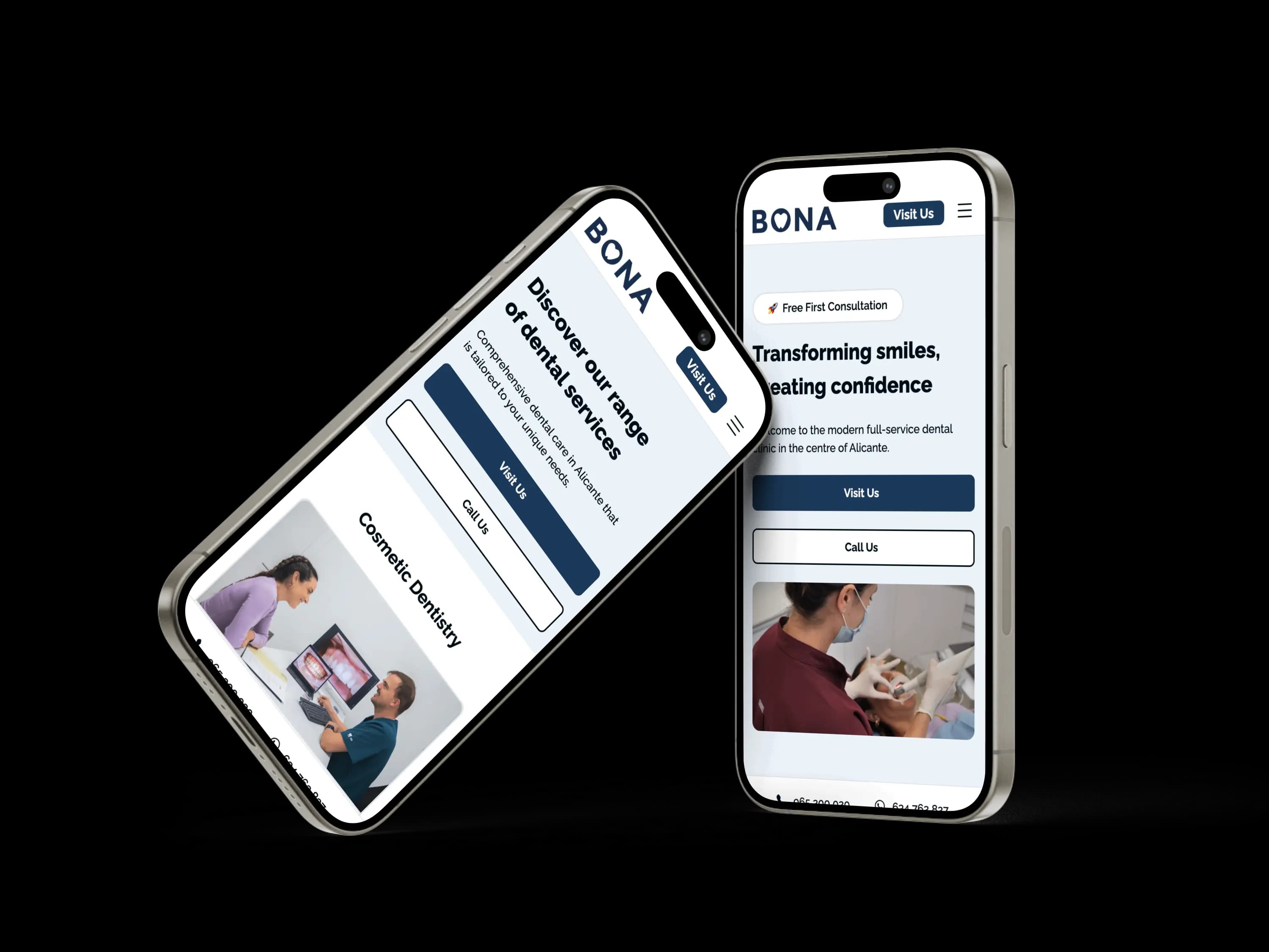 Clínica Dental Bona website on mobile and desktop